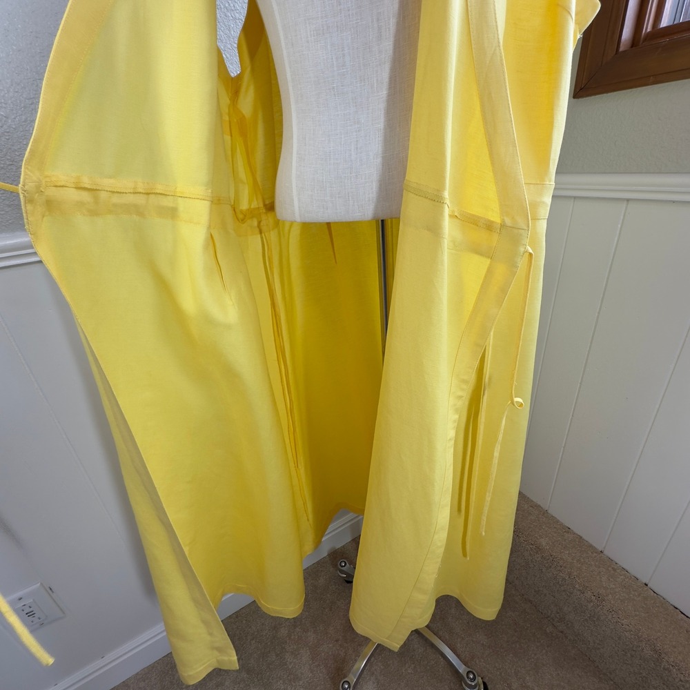 Ashley Stewart Womens Wrap Dress 22W Yellow Linen Blend Sleeveless Midi Sundress - Picture 4 of 16
